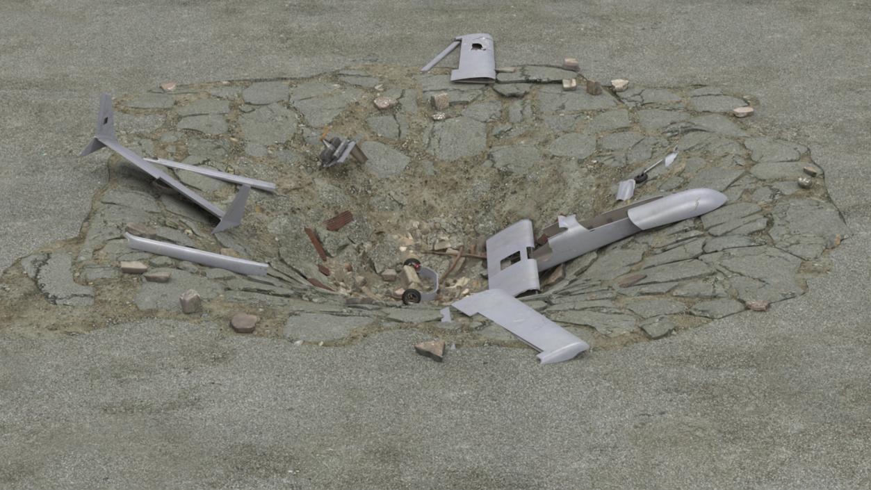 3D Crashed Drone in Cracked Ground