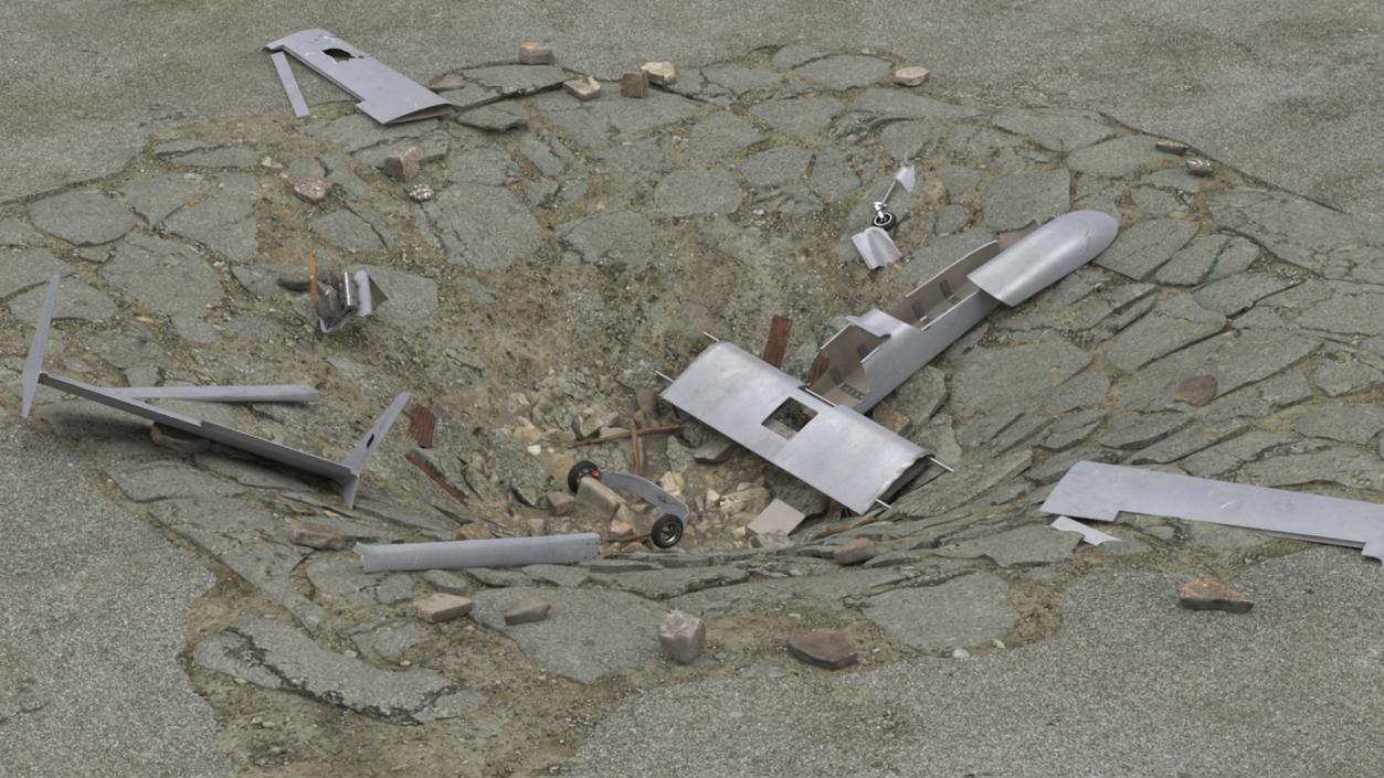 3D Crashed Drone in Cracked Ground