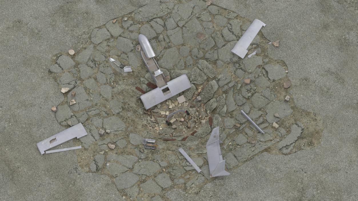 3D Crashed Drone in Cracked Ground