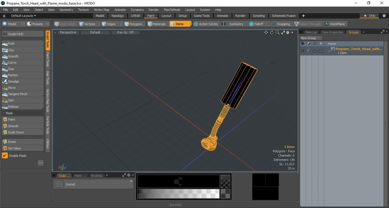 Propane Torch Head with Flame 3D model