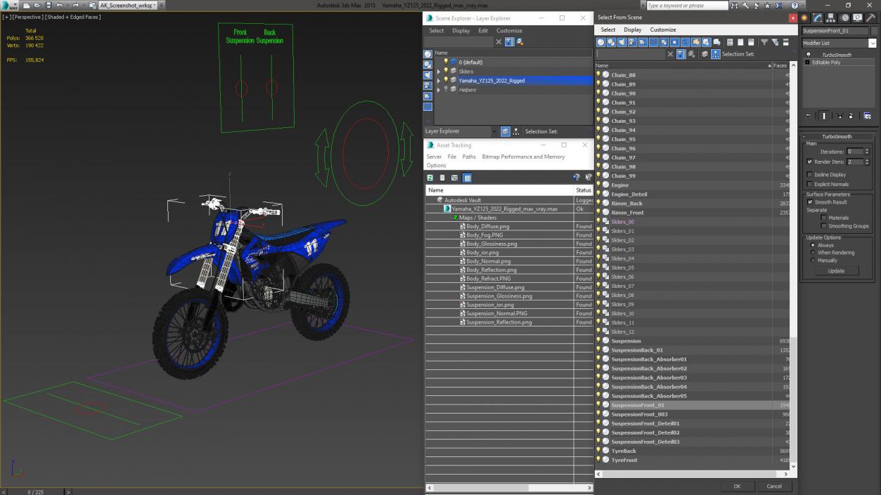 Motocross Motorcycle Rigged 3D