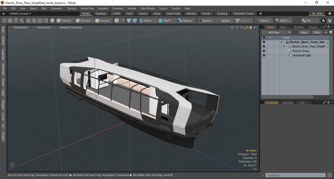 3D model Electric River Tram Simplified