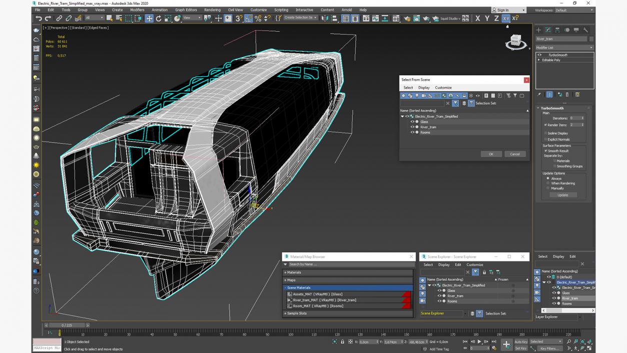 3D model Electric River Tram Simplified