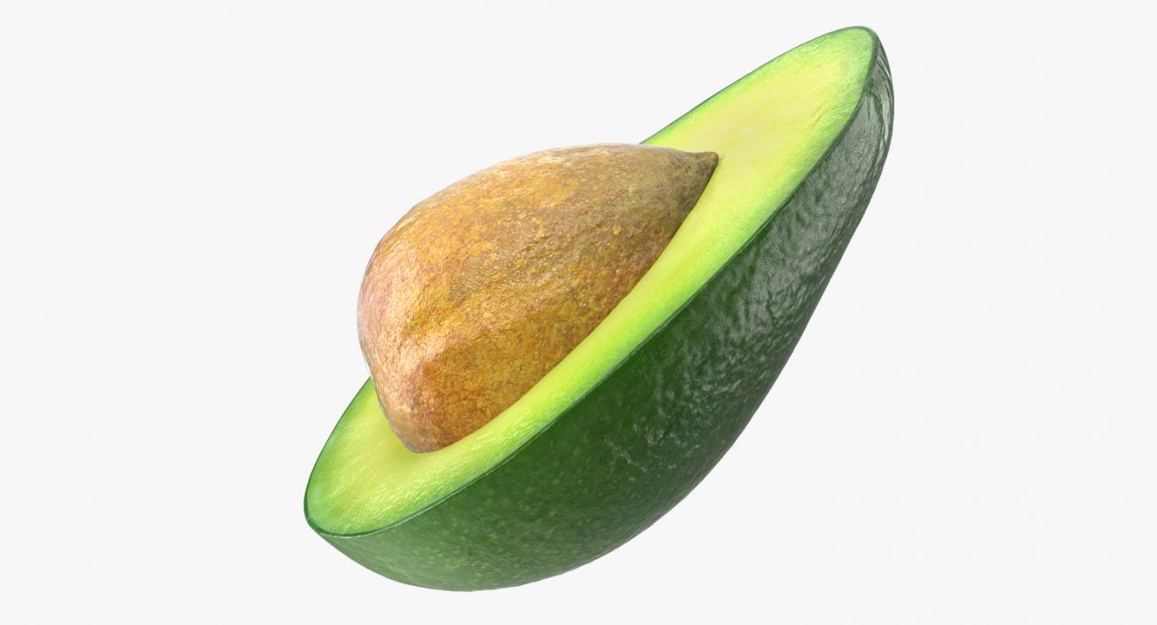 Avocado Half with Seed 3D