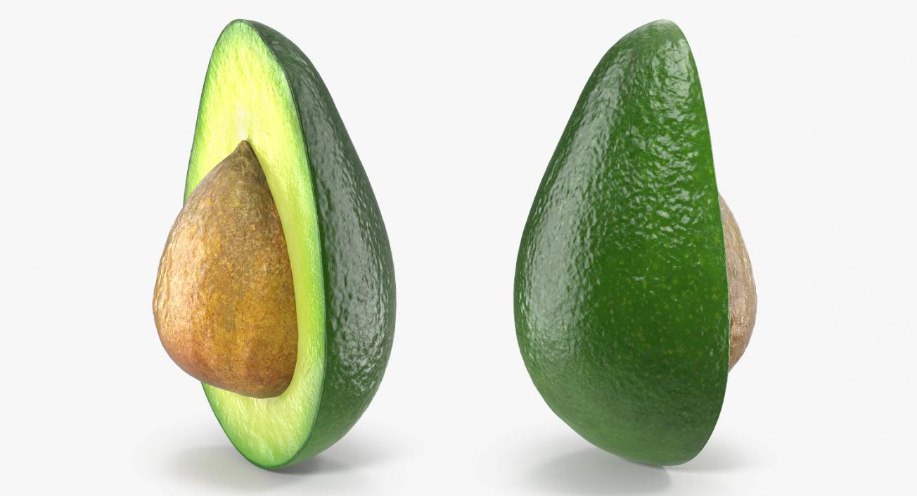 Avocado Half with Seed 3D