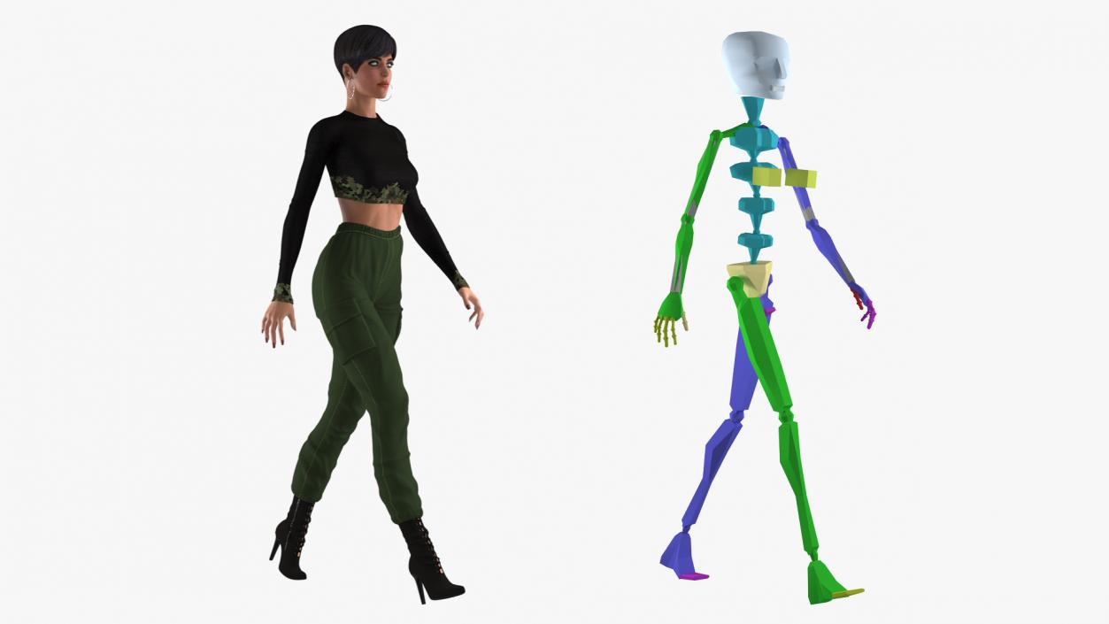 3D model Woman in Casual Clothes Rigged