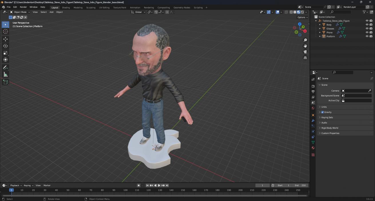 Tabletop Steve Jobs Figure for 3D Print 3D model