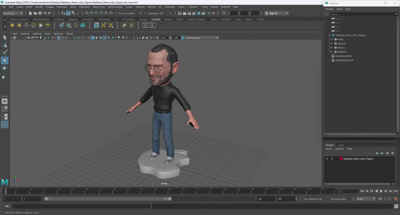 Tabletop Steve Jobs Figure for 3D Print 3D model