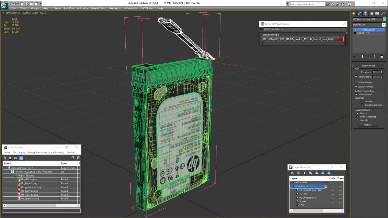 3D HP MM1000GBKAL HDD model