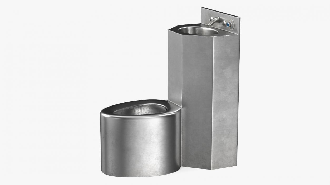 3D Dirty Stainless Steel Prison Toilet Sink Combo