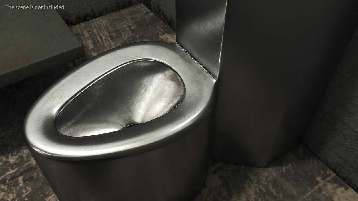 3D Dirty Stainless Steel Prison Toilet Sink Combo