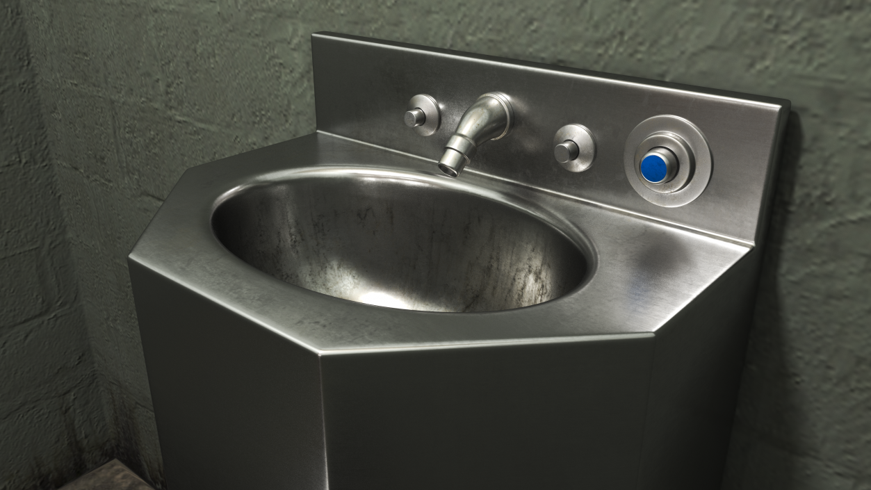 3D Dirty Stainless Steel Prison Toilet Sink Combo