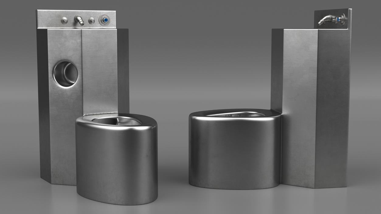 3D Dirty Stainless Steel Prison Toilet Sink Combo