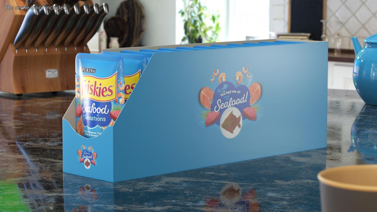 Box of Friskies Cat Food Pouches 3D