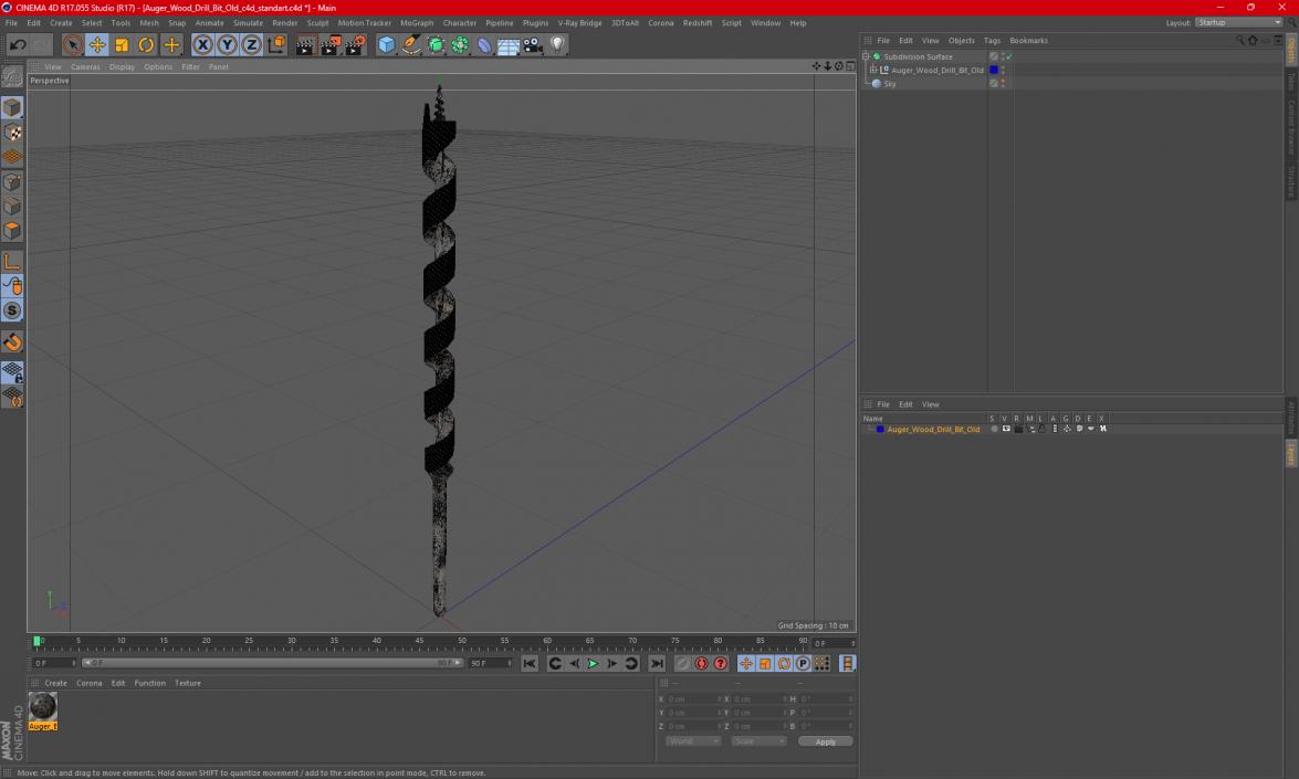 Auger Wood Drill Bit Old 3D model