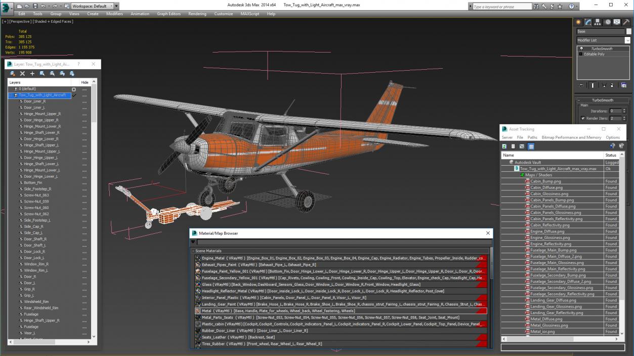 Tow Tug with Light Aircraft 3D