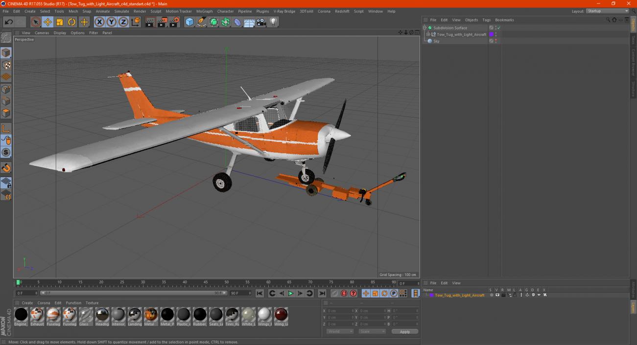 Tow Tug with Light Aircraft 3D