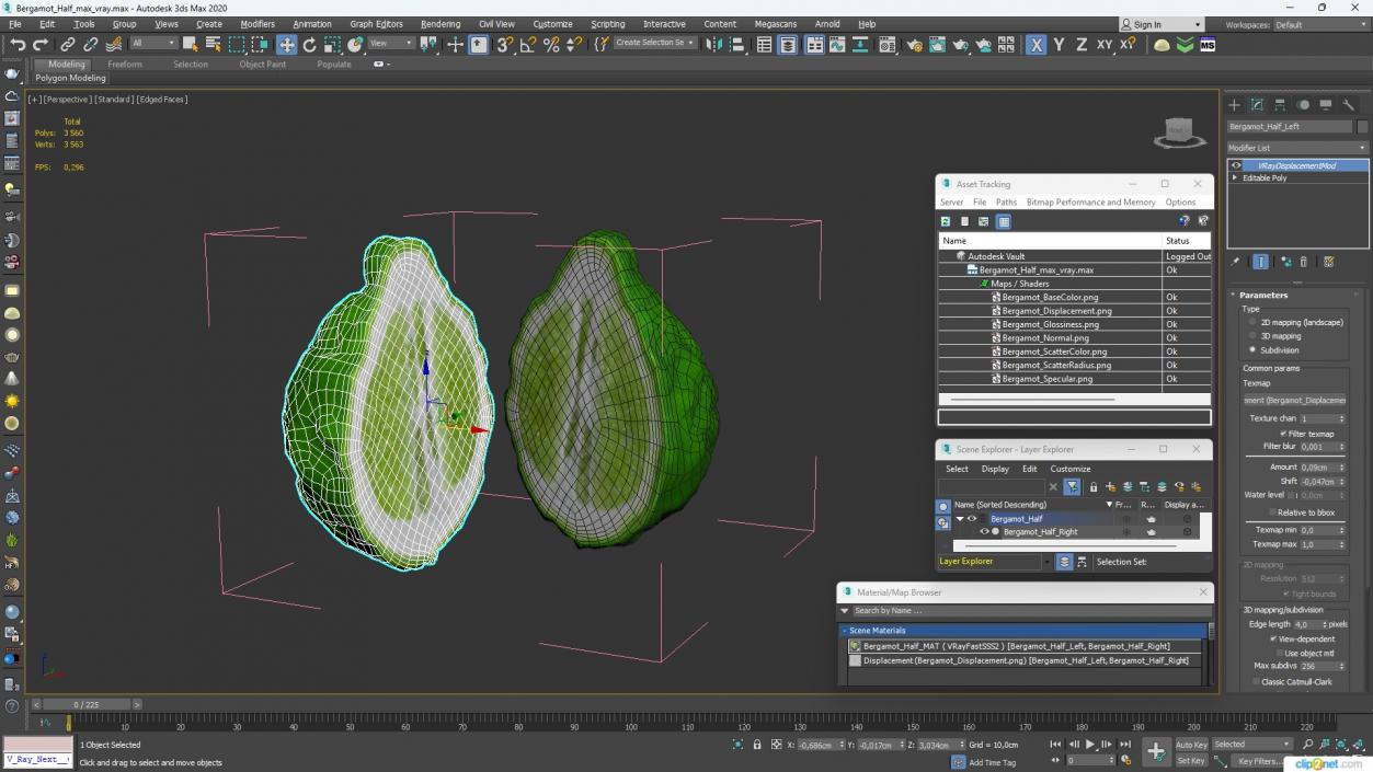 3D Bergamot Half model