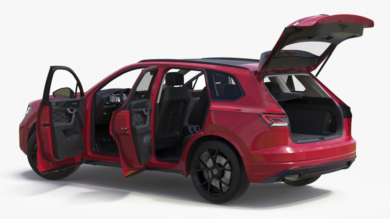 Volkswagen Touareg 2024 Red Lights On Rigged 3D model