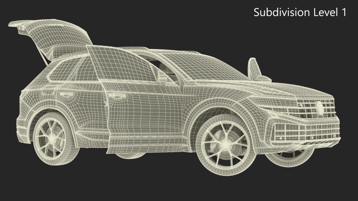 Volkswagen Touareg 2024 Red Lights On Rigged 3D model