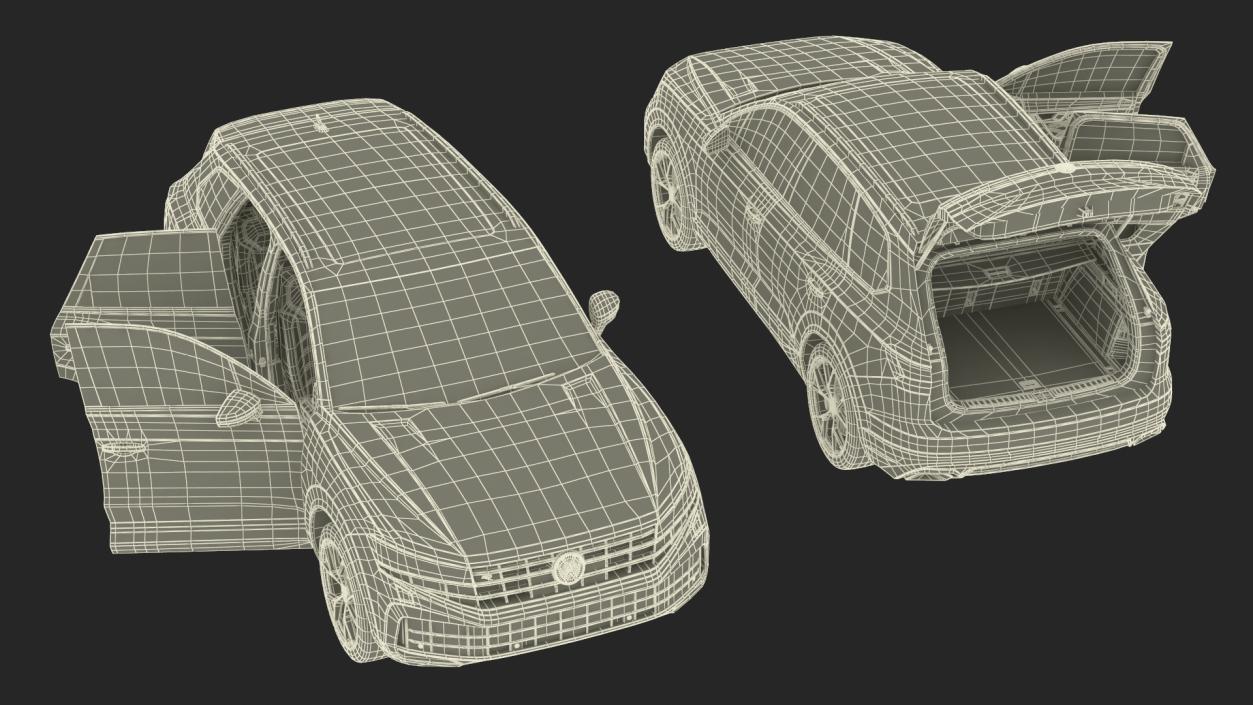 Volkswagen Touareg 2024 Red Lights On Rigged 3D model