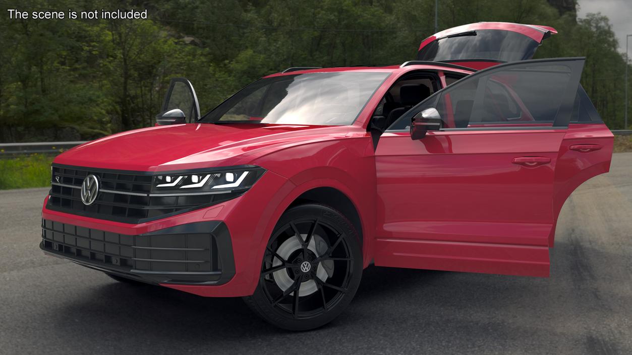 Volkswagen Touareg 2024 Red Lights On Rigged 3D model