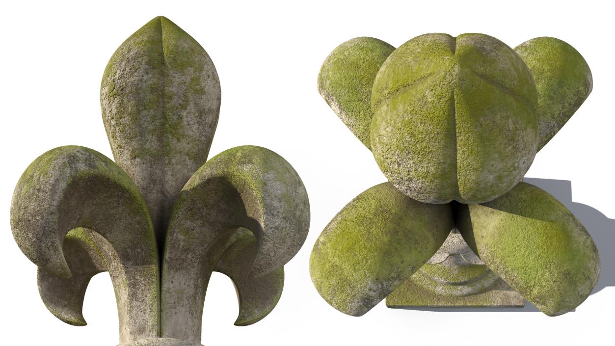 3D Fleur De Lis Finial Mossy Stone for 3D Print 2