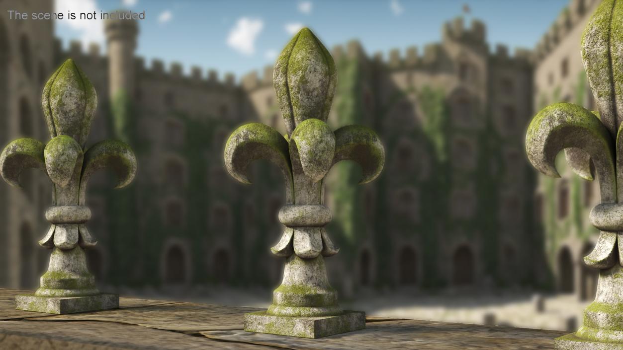 3D Fleur De Lis Finial Mossy Stone for 3D Print 2