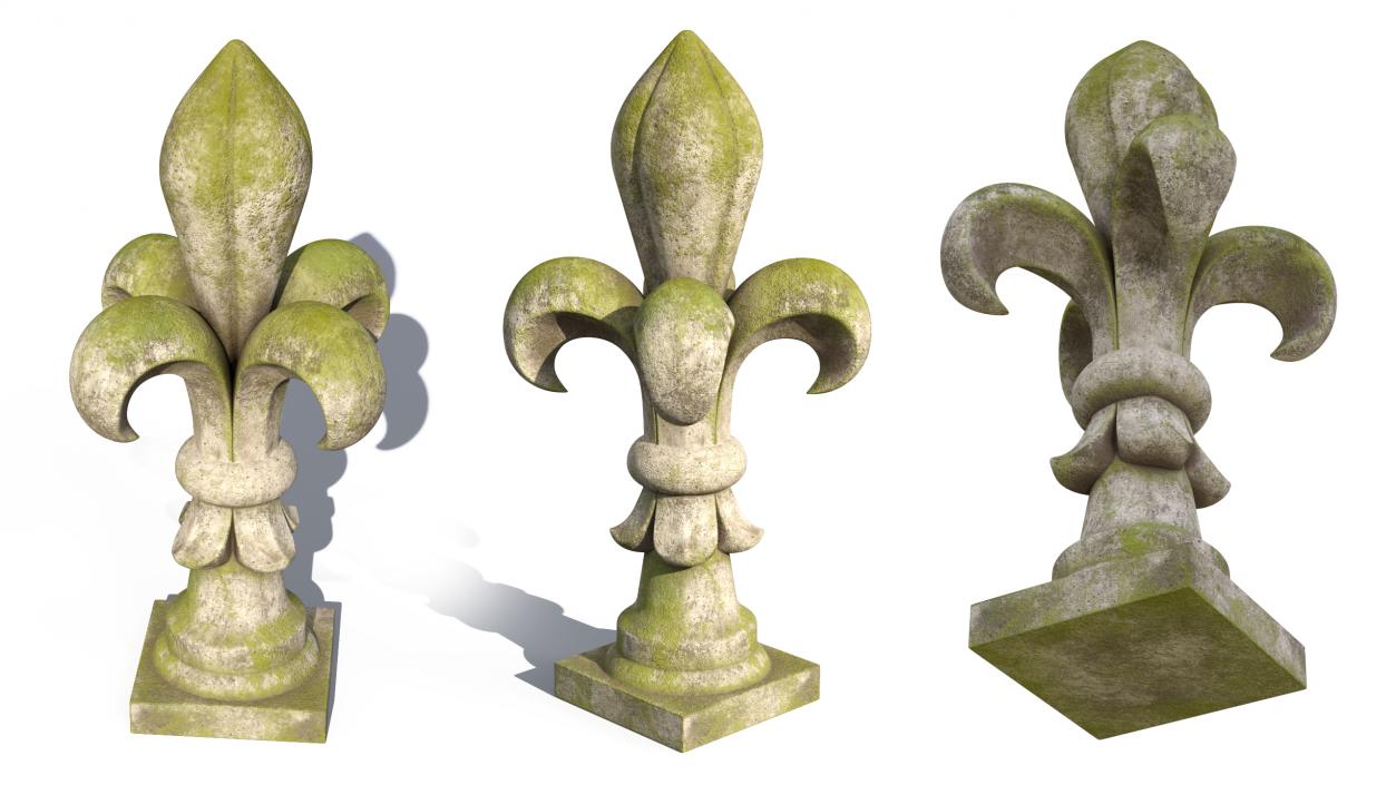 3D Fleur De Lis Finial Mossy Stone for 3D Print 2