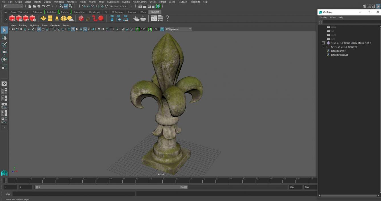 3D Fleur De Lis Finial Mossy Stone for 3D Print 2