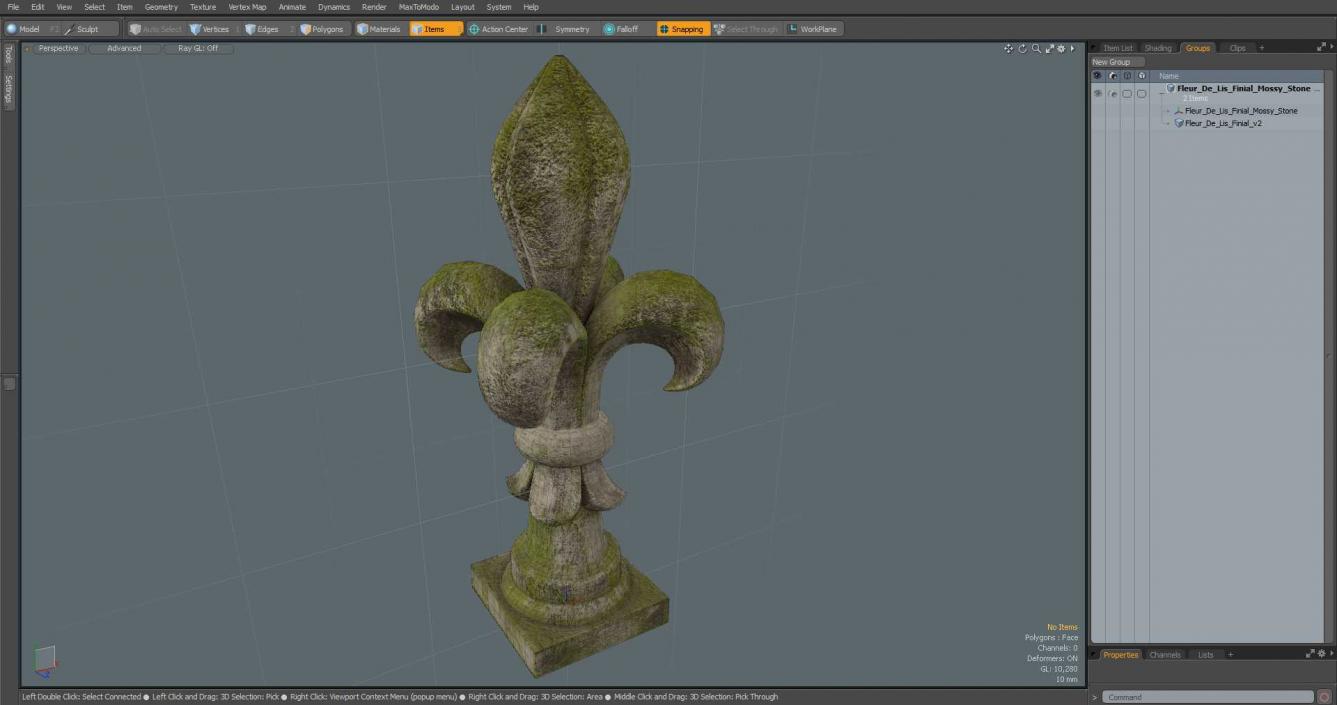 3D Fleur De Lis Finial Mossy Stone for 3D Print 2