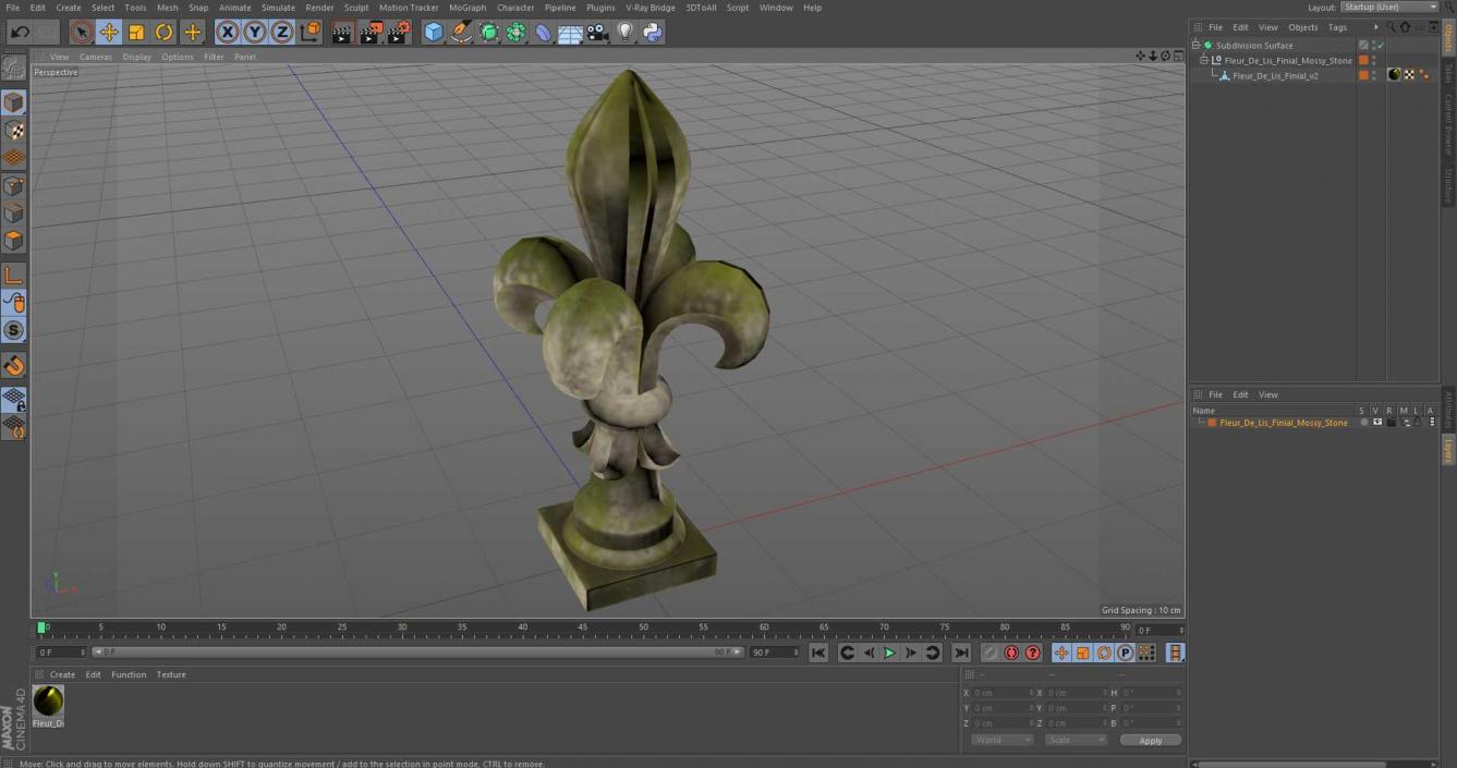 3D Fleur De Lis Finial Mossy Stone for 3D Print 2