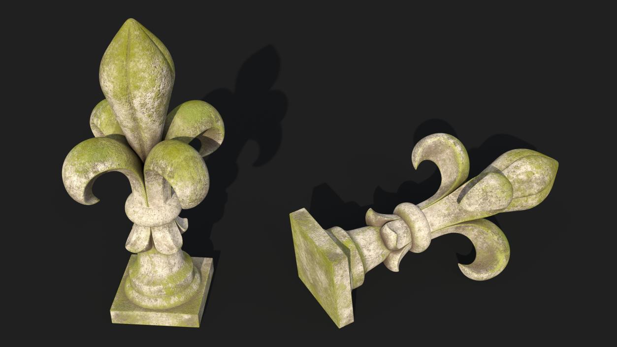 3D Fleur De Lis Finial Mossy Stone for 3D Print 2