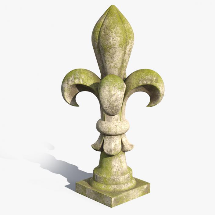 3D Fleur De Lis Finial Mossy Stone for 3D Print 2