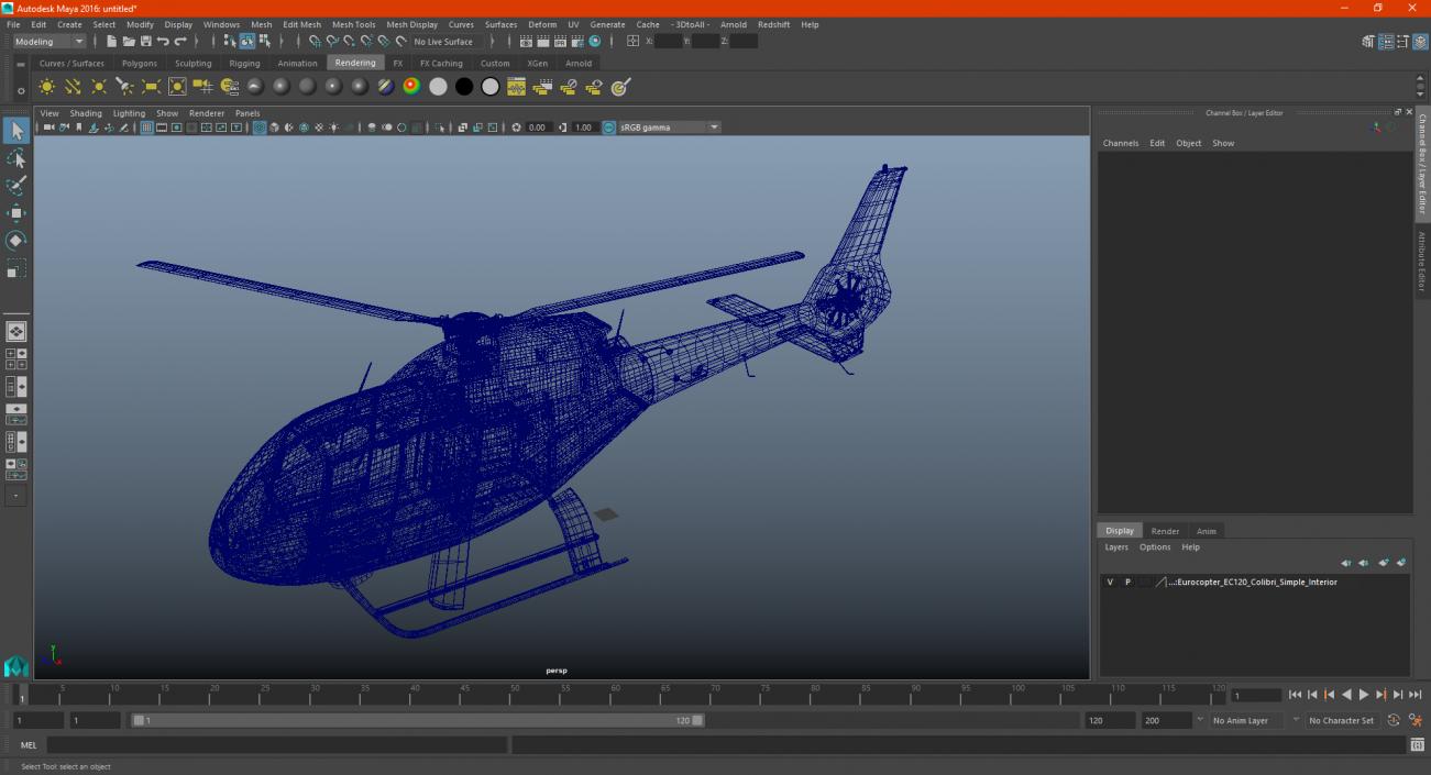 3D model Eurocopter EC120 Colibri Simple Interior