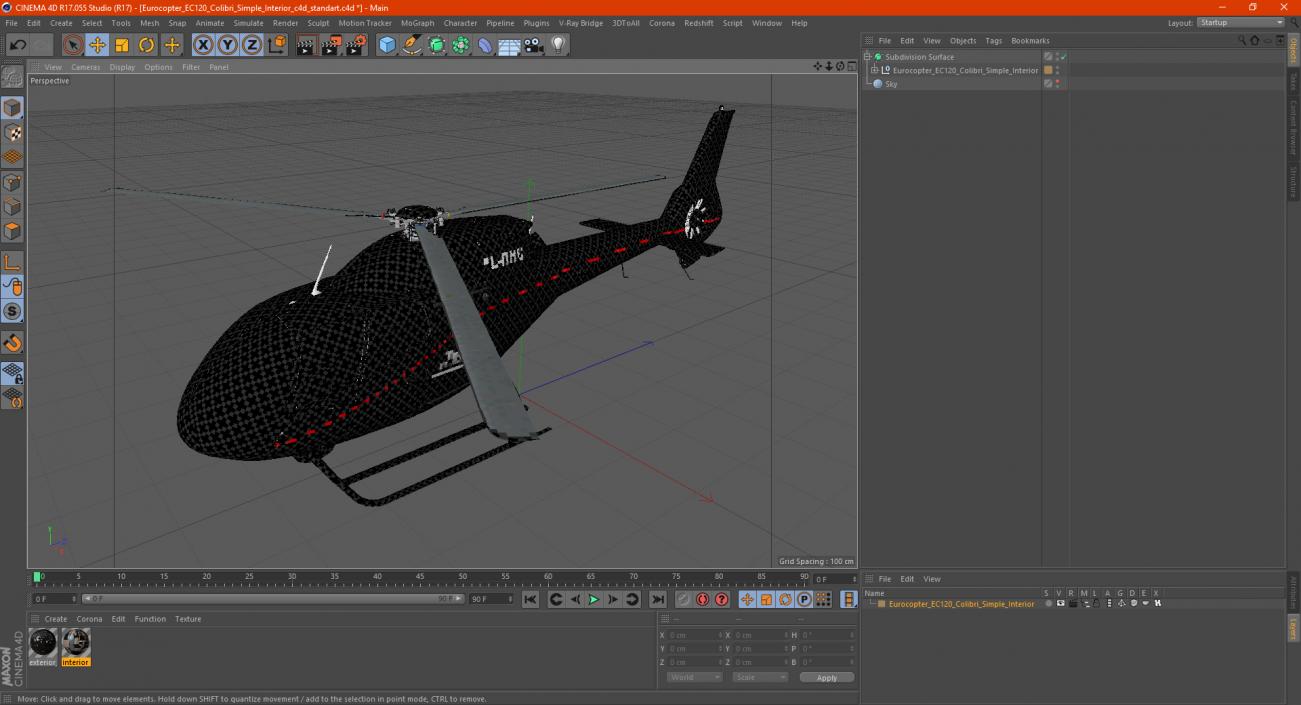 3D model Eurocopter EC120 Colibri Simple Interior