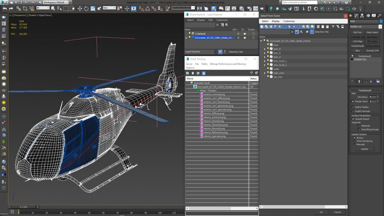 3D model Eurocopter EC120 Colibri Simple Interior