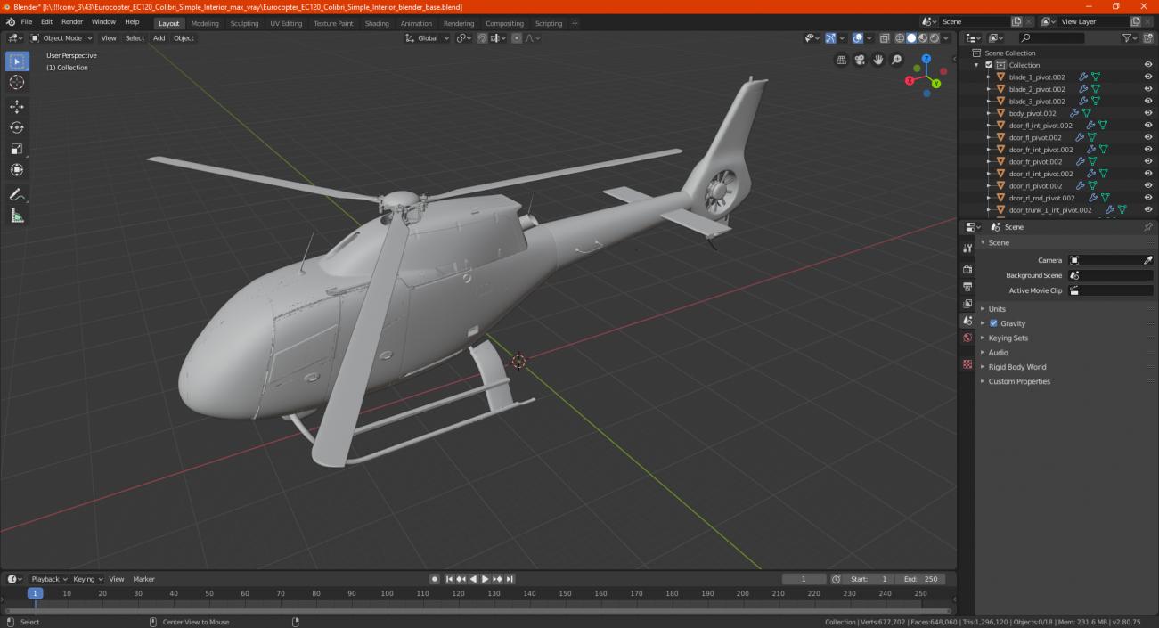 3D model Eurocopter EC120 Colibri Simple Interior