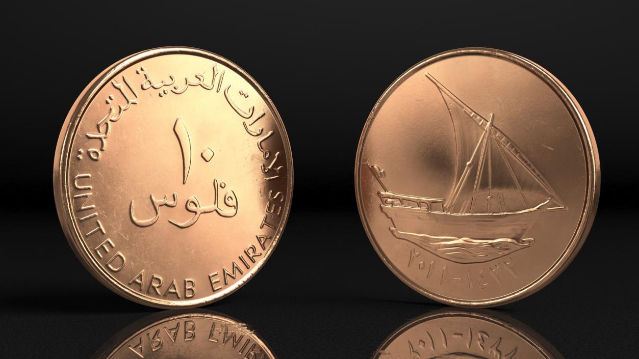 3D UAE 10 Fils Coin