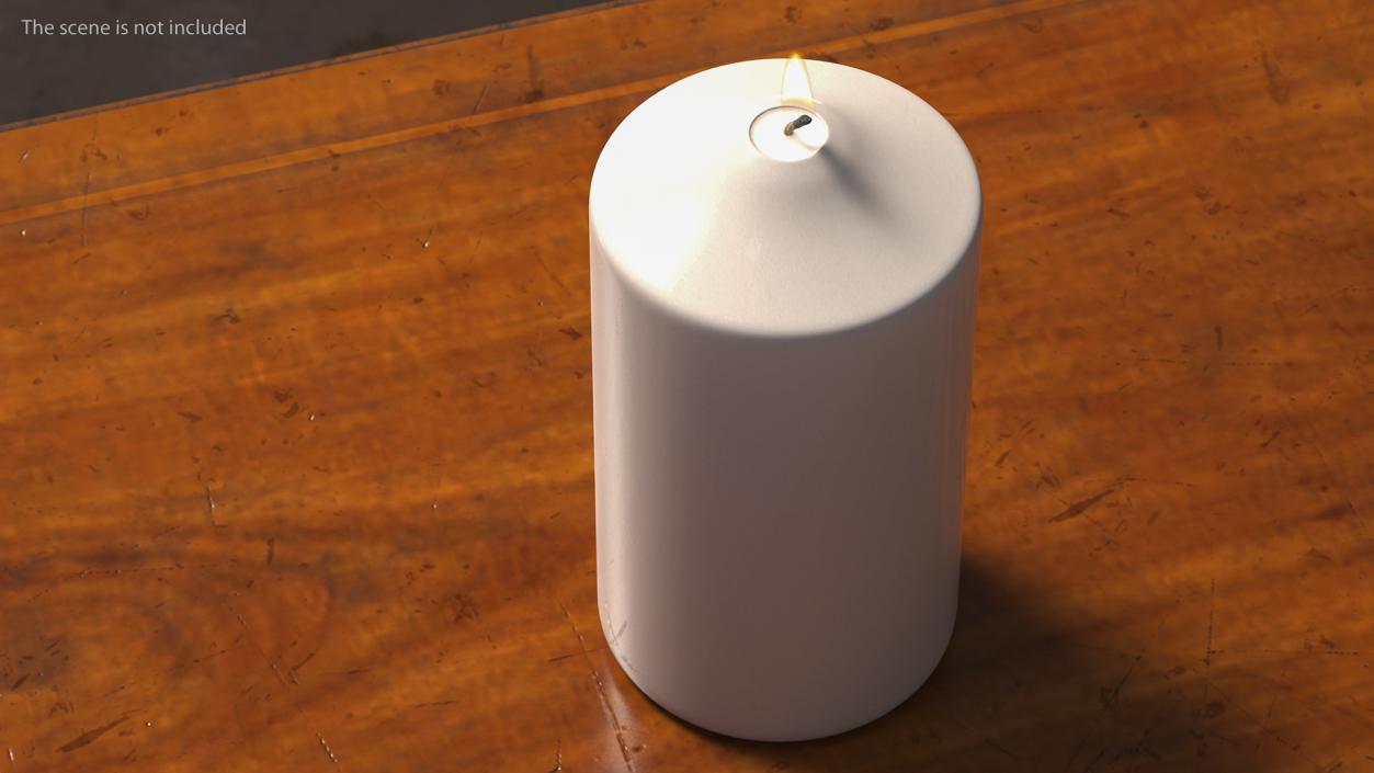 Lit Dome Top Pillar Candle White 3D