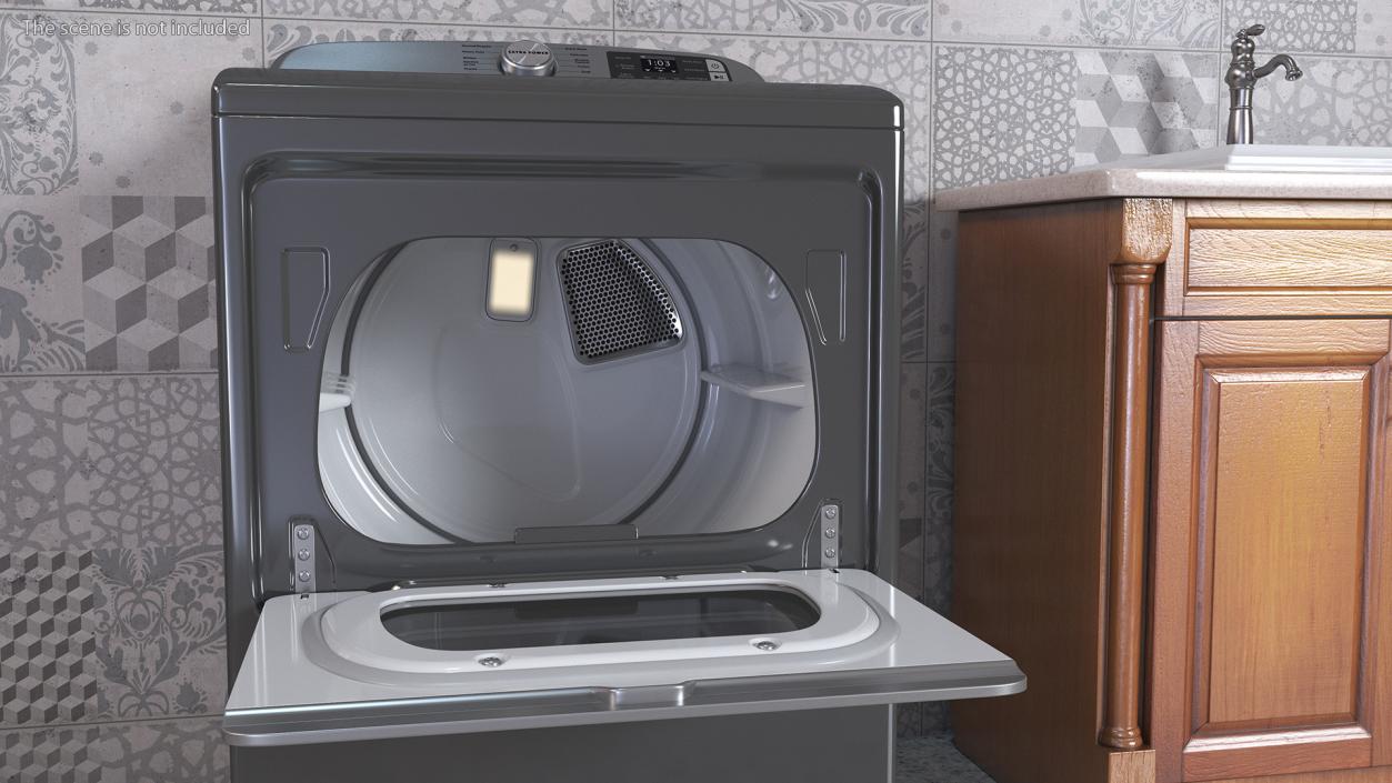 Top Load Laundry Dryer Machine Metallic 3D model