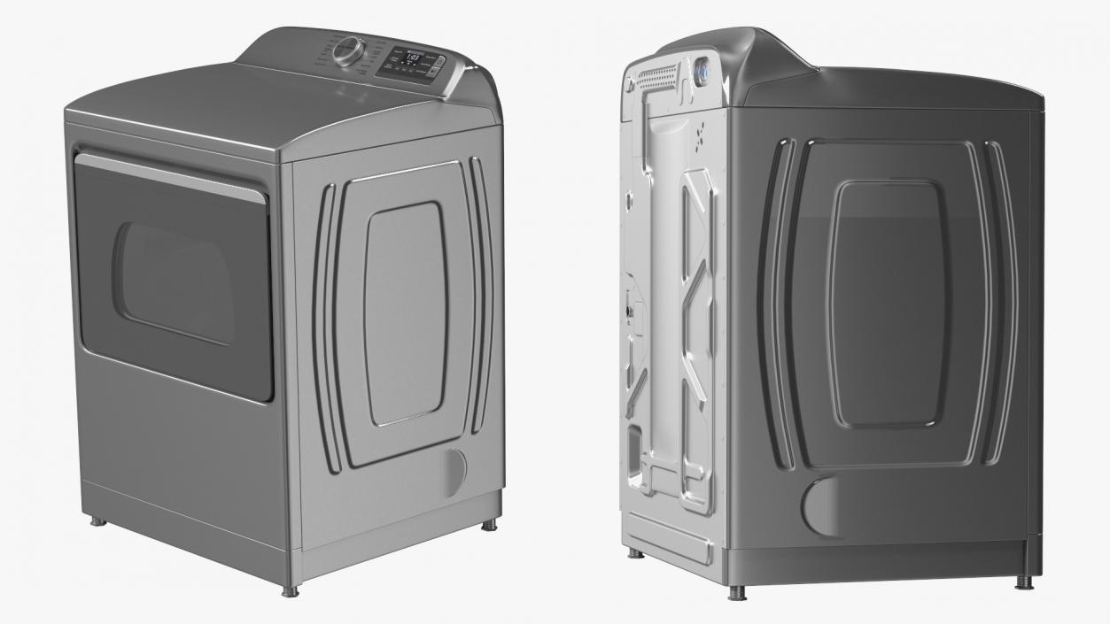 Top Load Laundry Dryer Machine Metallic 3D model