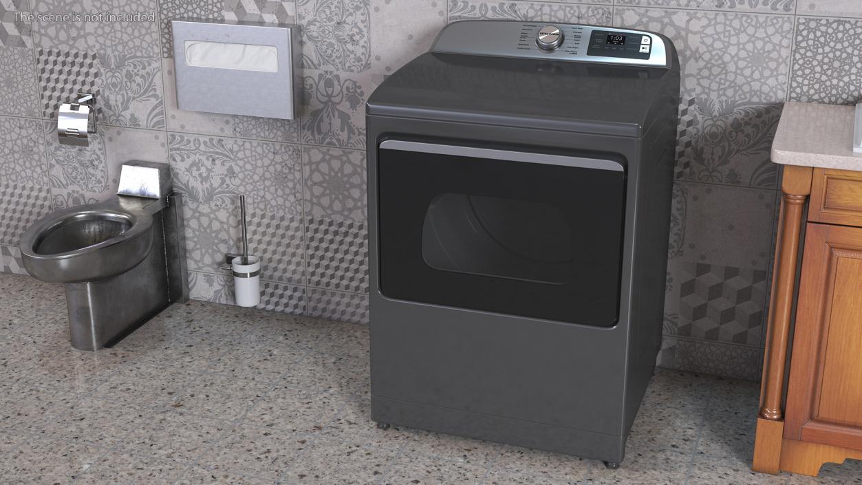 Top Load Laundry Dryer Machine Metallic 3D model