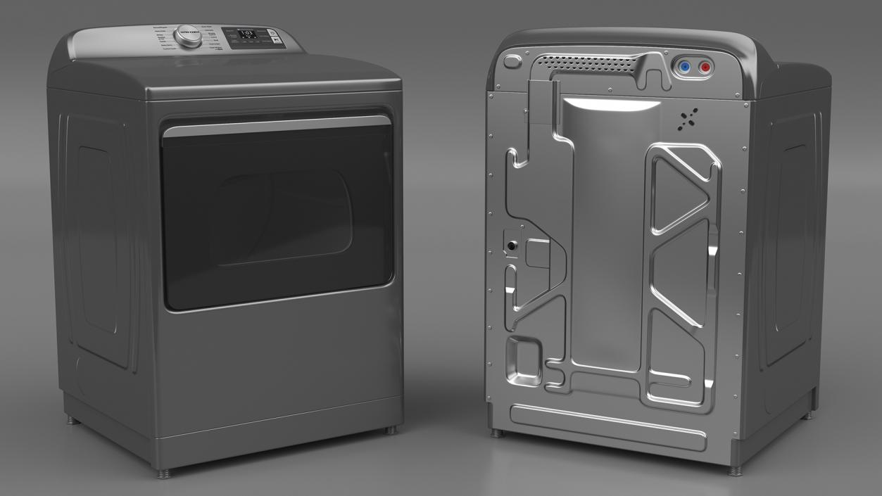 Top Load Laundry Dryer Machine Metallic 3D model