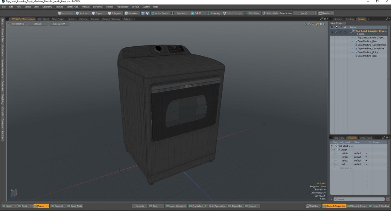 Top Load Laundry Dryer Machine Metallic 3D model