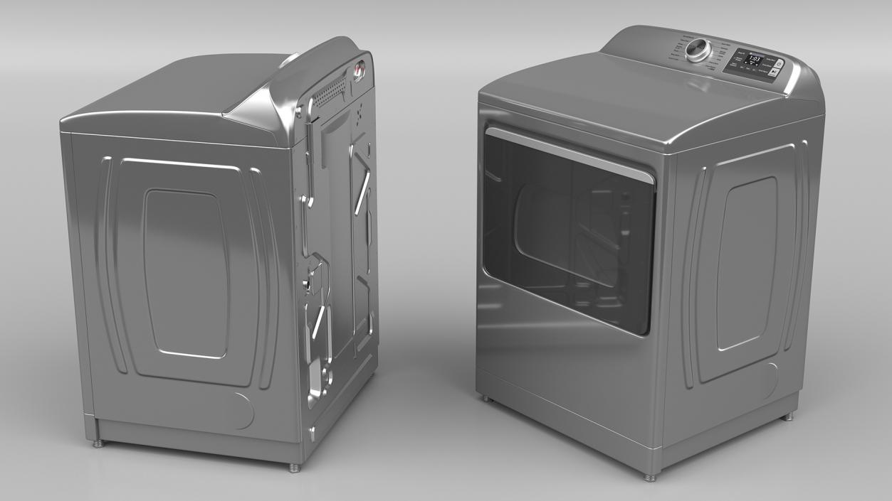 Top Load Laundry Dryer Machine Metallic 3D model