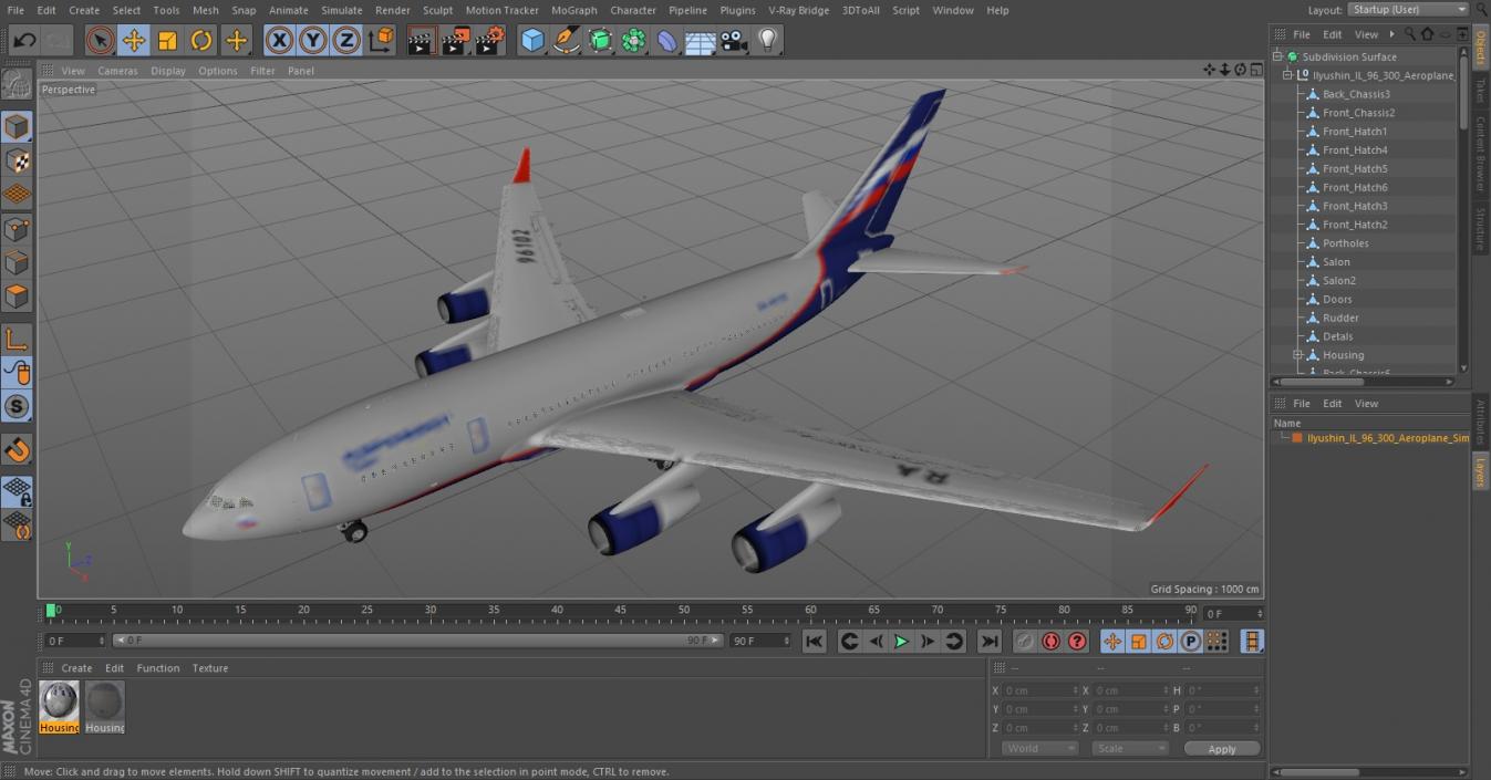 Ilyushin IL-96-300 Aeroplane Simple Interior 3D model