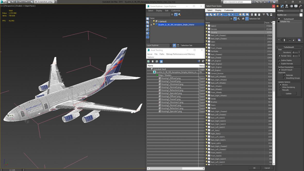 Ilyushin IL-96-300 Aeroplane Simple Interior 3D model