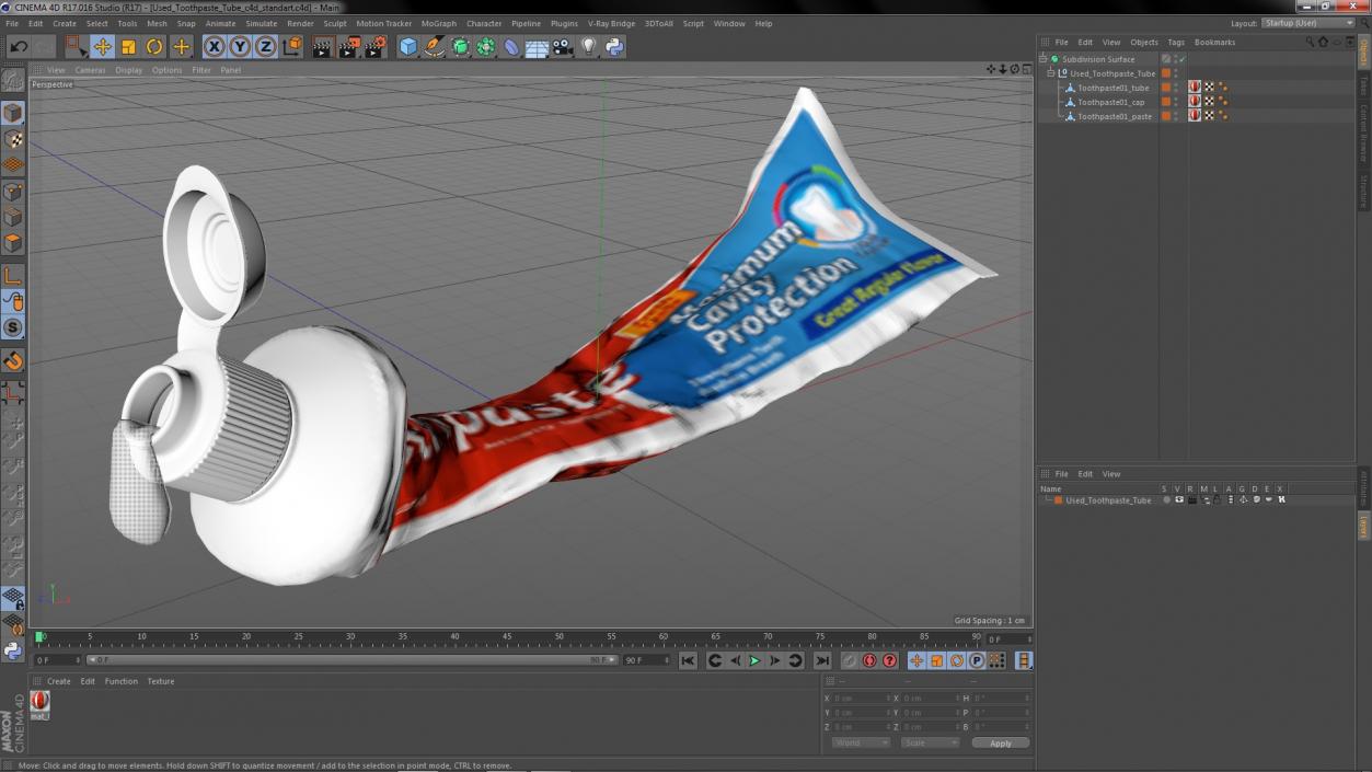 3D model Used Toothpaste Tube