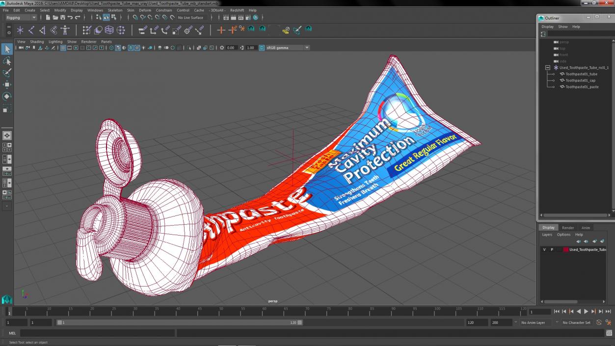 3D model Used Toothpaste Tube